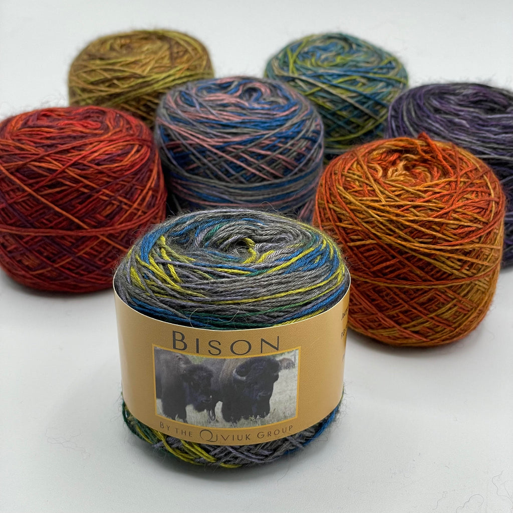Bison Variegated Blend: Bison and Silk Yarn